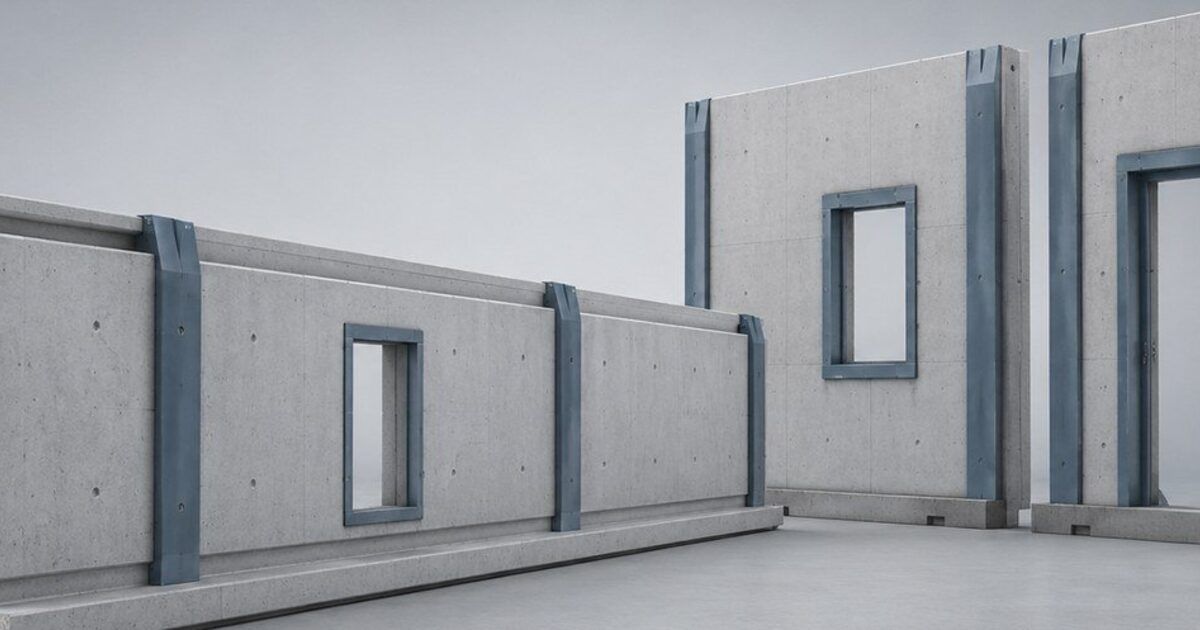 Precast ballistic concrete block sections shown against a plain background, illustrating purpose-built material profile