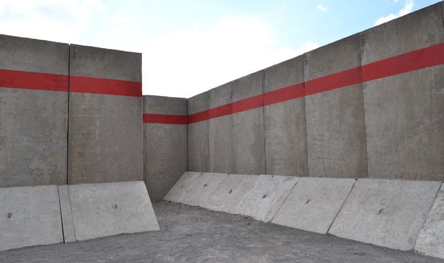 A one-story shoot house built with ballistic concrete wall panels