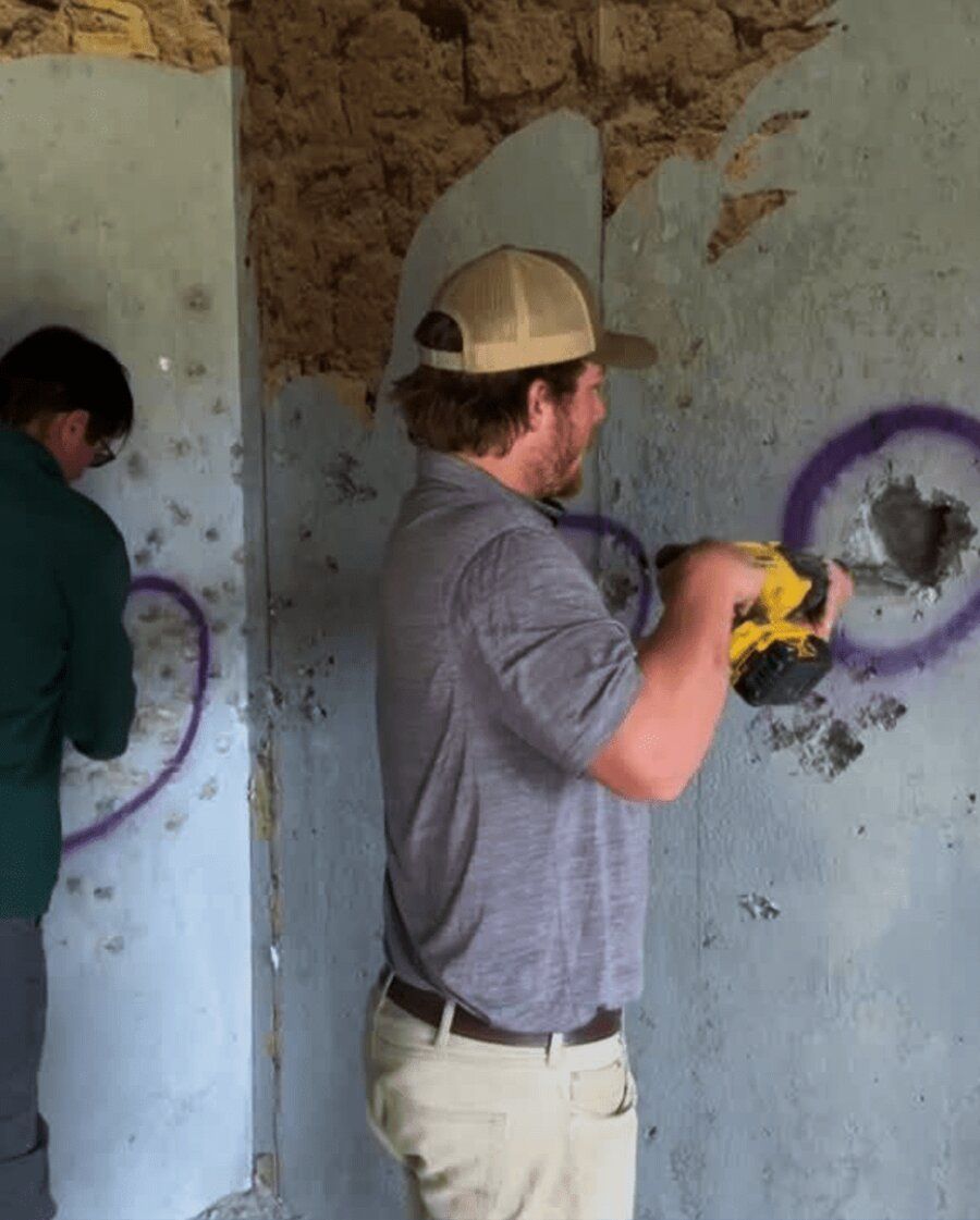 Amidon ballistic concrete repair work in progress