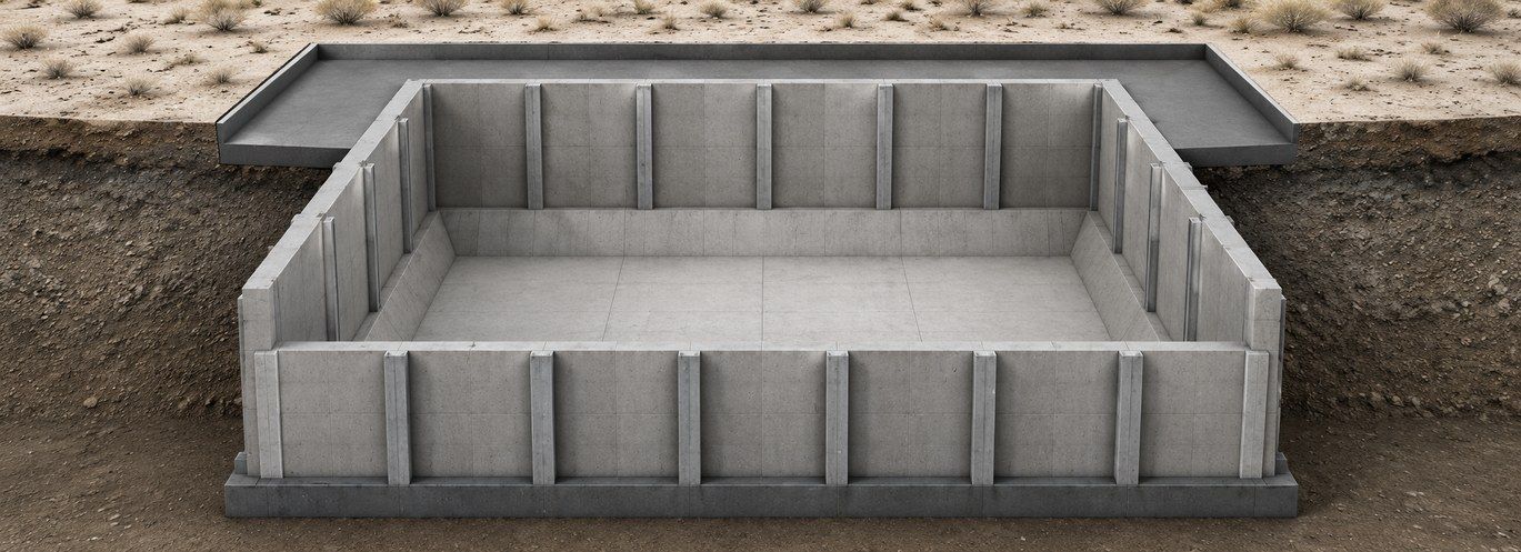 Rendering of a below-grade Amidon ballistic concrete EOD containment pit