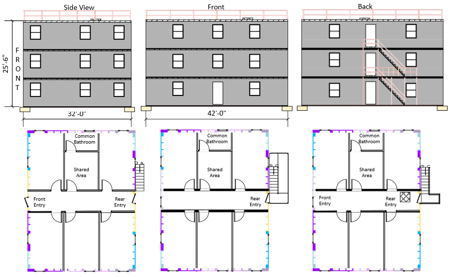 Example three-level Gauntlet building plan