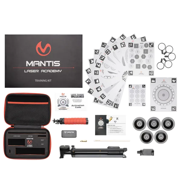 Mantis Laser Academy kit with targets, laser cartridge, tripod and carrying case