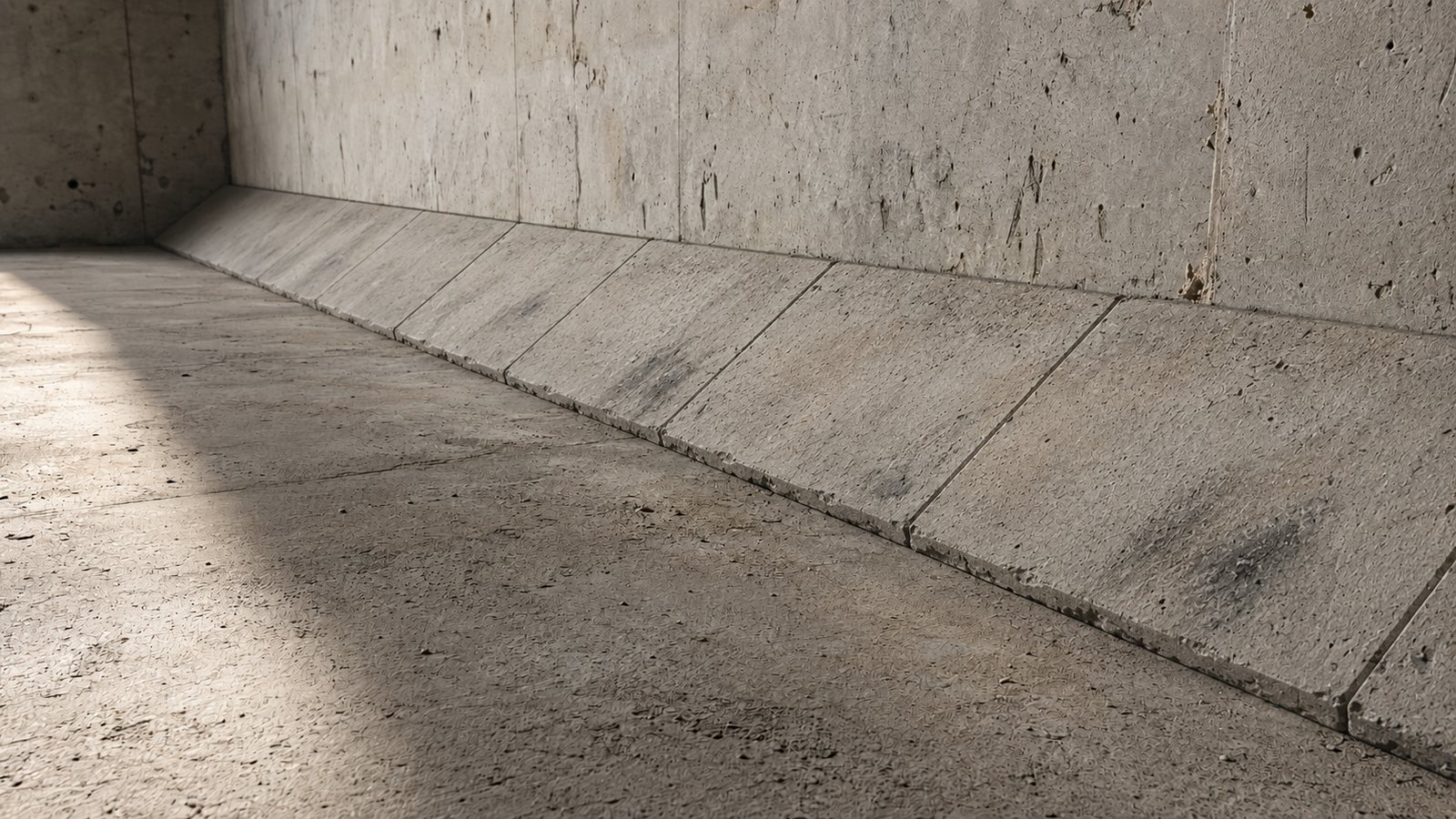 Close-up of Amidon ballistic concrete coping block units installed on a structure